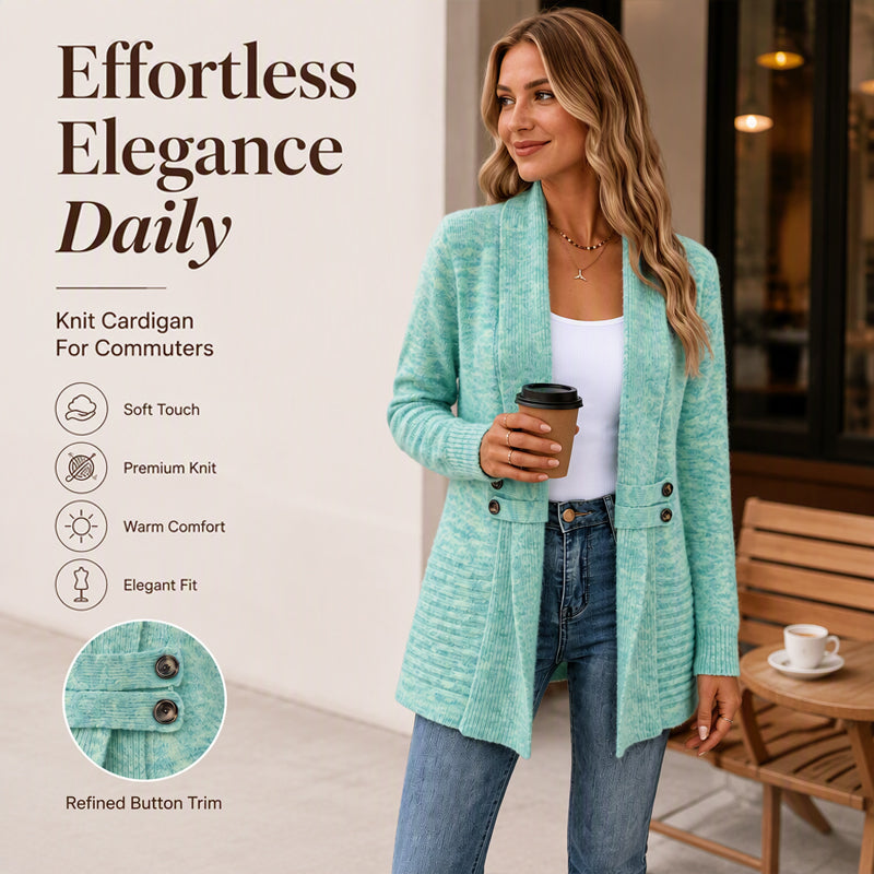 ✨Women's Casual Double-Breasted Knit Cardigan – Elegant Casual Layer For Cosy Everyday Style 🤍 — shop and try on with AI characters