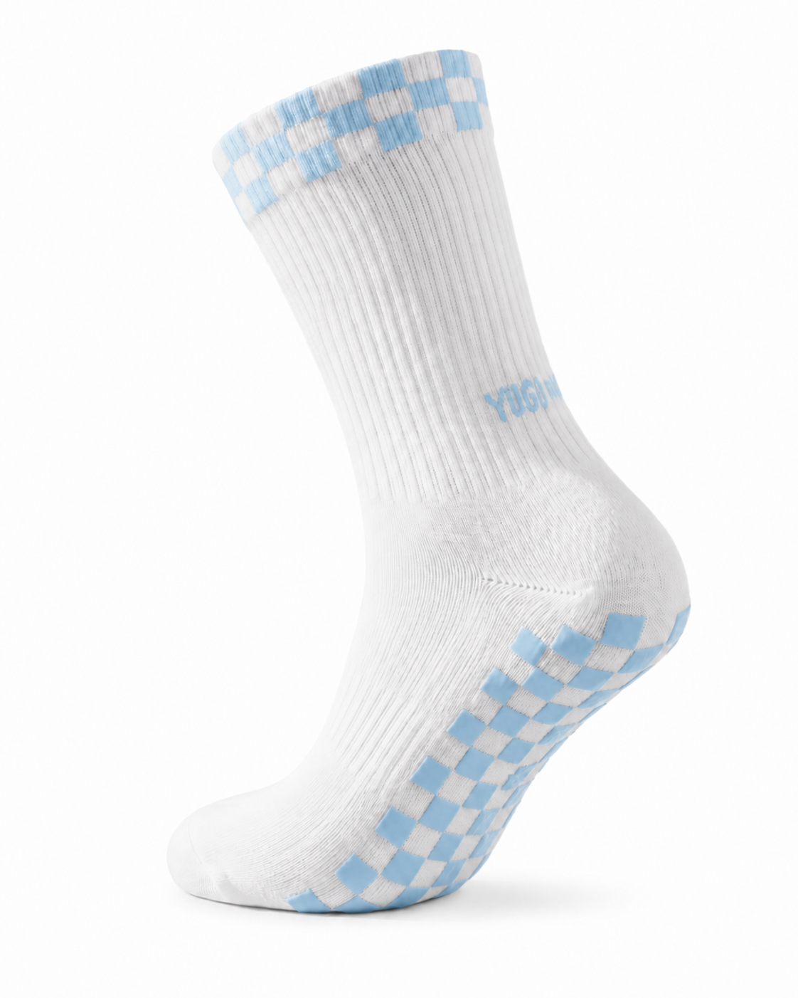 Eco Bamboo Pilates Grip Socks - Baby Blue Block — shop and try on with AI characters
