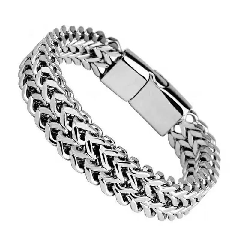 HNSP 10MM Stainless Steel Bracelet For Men Jewelry Hidden Locks Hand Chain 19/21/23CM Size Accessories — shop and try on with AI characters