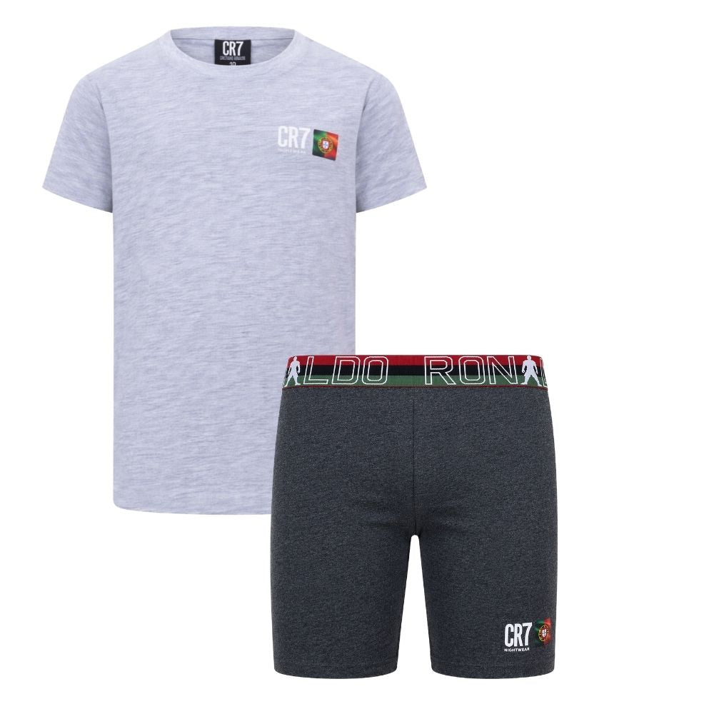 CR7 Underwear  – Pijama de Menino 100% Algodão Premium (T-shirt + Calção) Cinza — shop and try on with AI characters