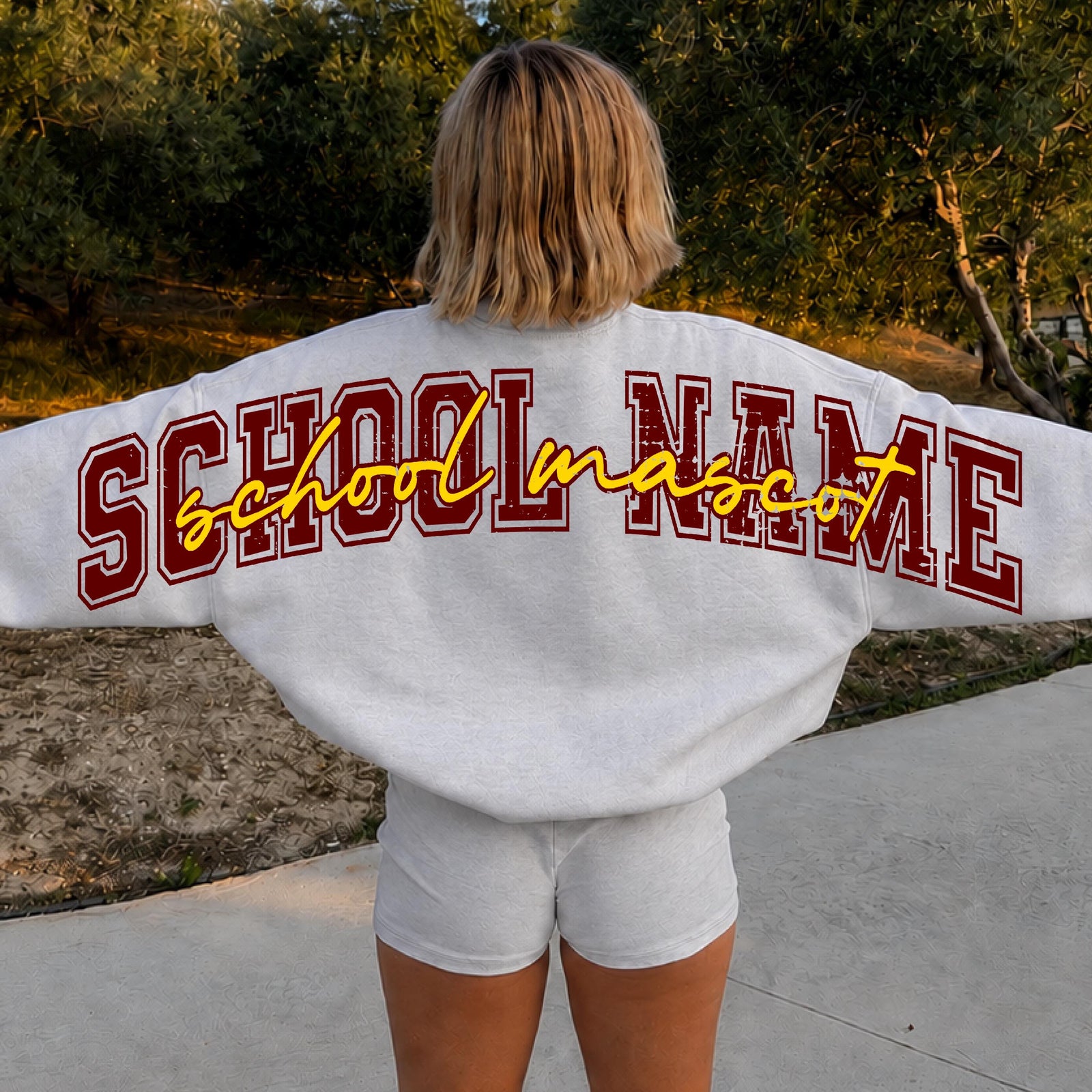 Custom School Name Senior Shirt, Shoulder to Shoulder Sweatshirt, Hoodie LM32 669815 — shop and try on with AI characters