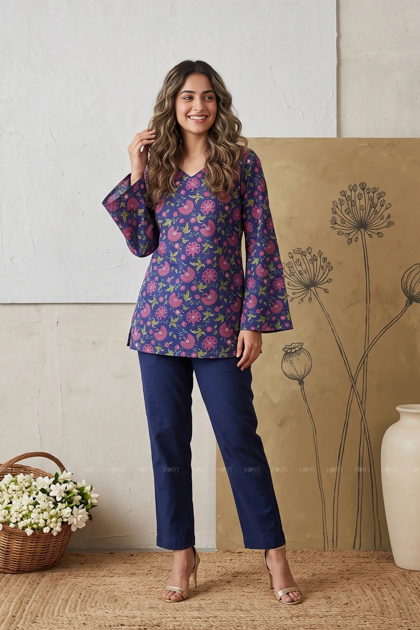 Mulberry Muse  Printed Short Kurta — shop and try on with AI characters