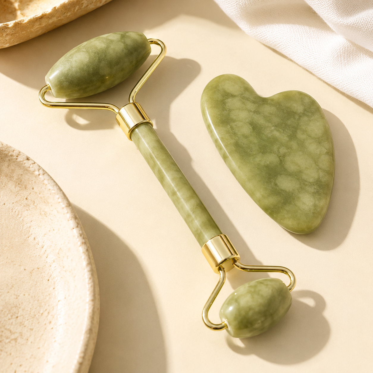 Natural Jade Roller & Gua Sha Set – for Glowing Skin — shop and try on with AI characters