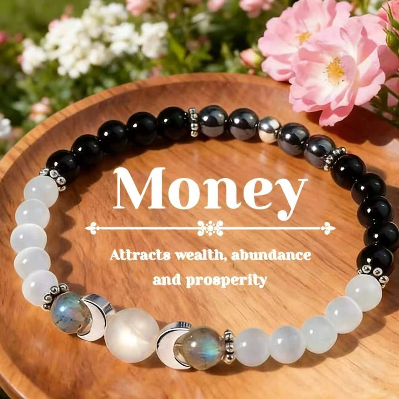 Moon Charm Cat's Eye Labradorite Healing Bracelet — shop and try on with AI characters