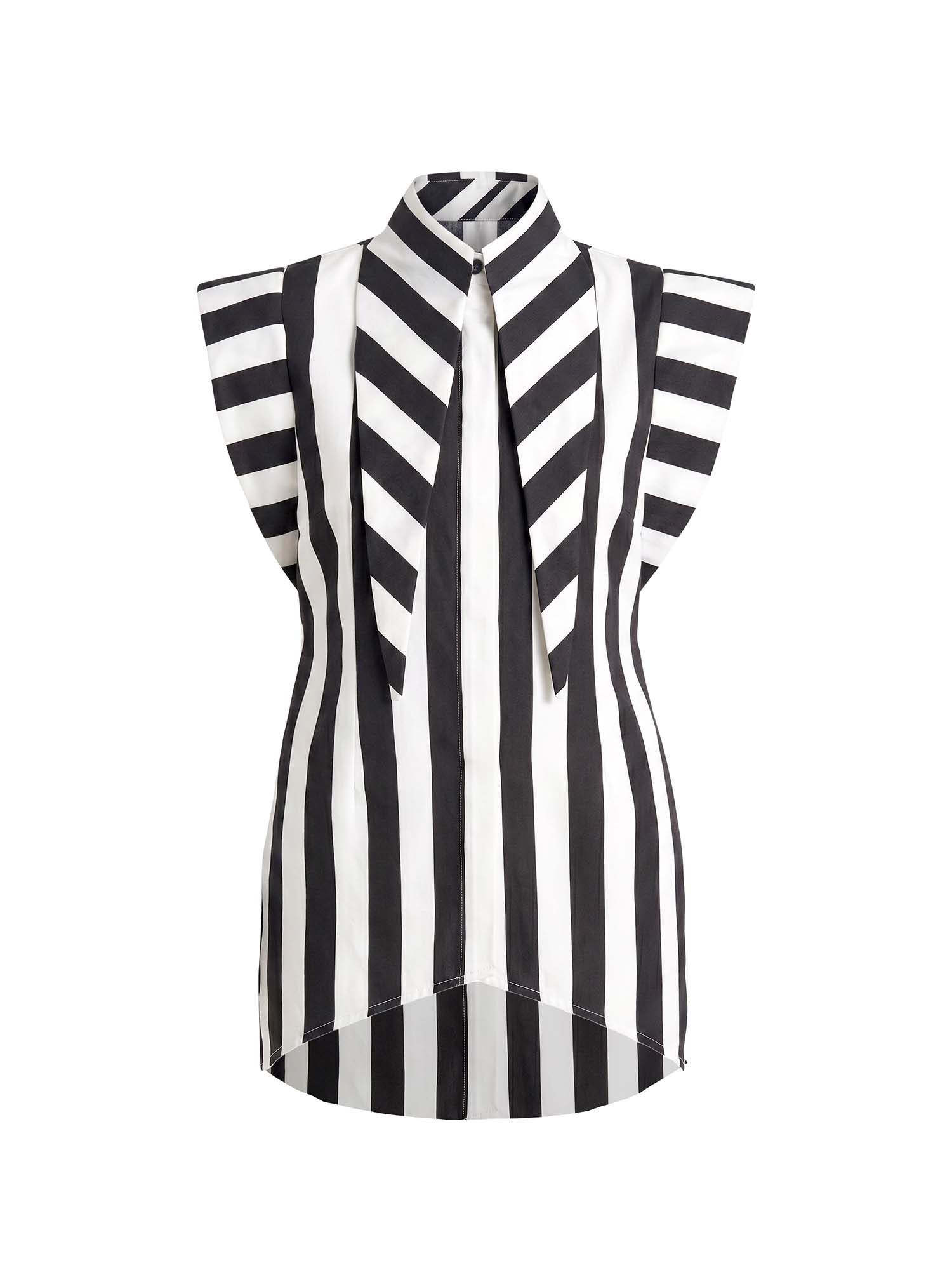 Matilda X 16" Long Collar Stripped Sleeveless Shirt Dress — shop and try on with AI characters