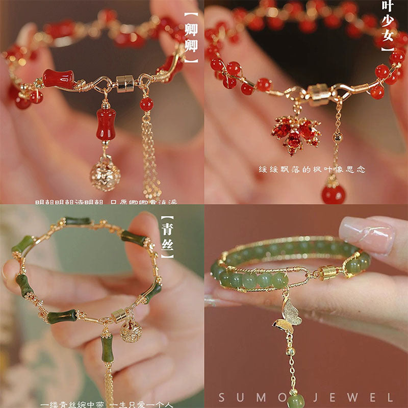 New Chinese Style Strawberry Quartz Bracelet for Women – Niche Design Hand Jewelry, Birthday Gift for Girlfriend & Best Friend Accessory — shop and try on with AI characters