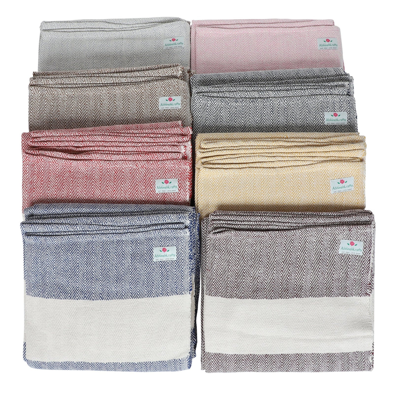 Handwoven Organic Cotton Herringbone Blanket: Yoga, Meditation, Home Decor — shop and try on with AI characters