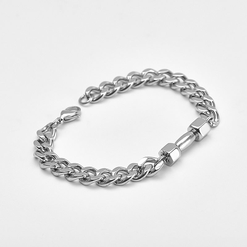 Stainless steel Power Gym Bracelet — shop and try on with AI characters
