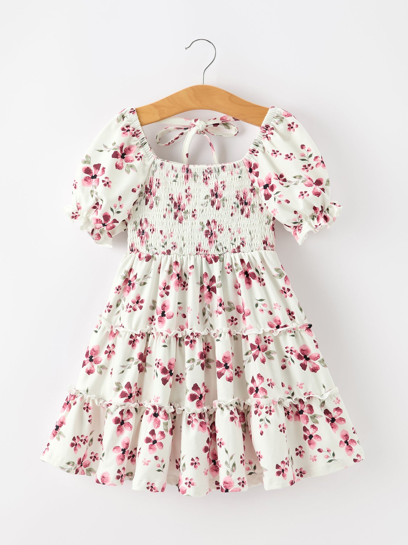 Floral Ruffle Girls Dress Puff Sleeve Party Dress — shop and try on with AI characters