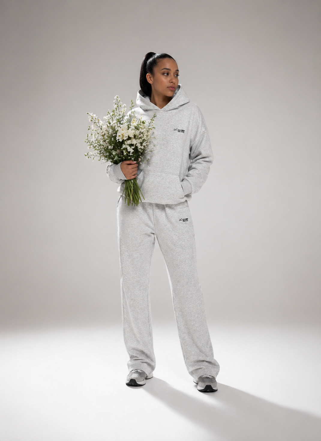 Cotton Oversized Tracksuit Set - Grey — shop and try on with AI characters