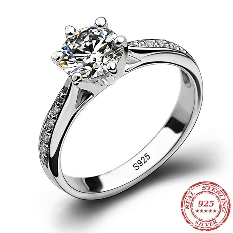 Luxury 925 Sterling Silver Classic Ring for Women Six claw jewelry simple 70ct diamond ring imitation diamond women's ring — shop and try on with AI characters