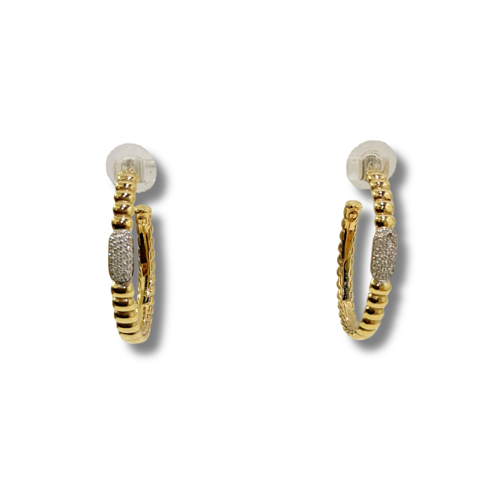 John Hardy 18K Yellow Gold Pavé Diamond Earrings — shop and try on with AI characters
