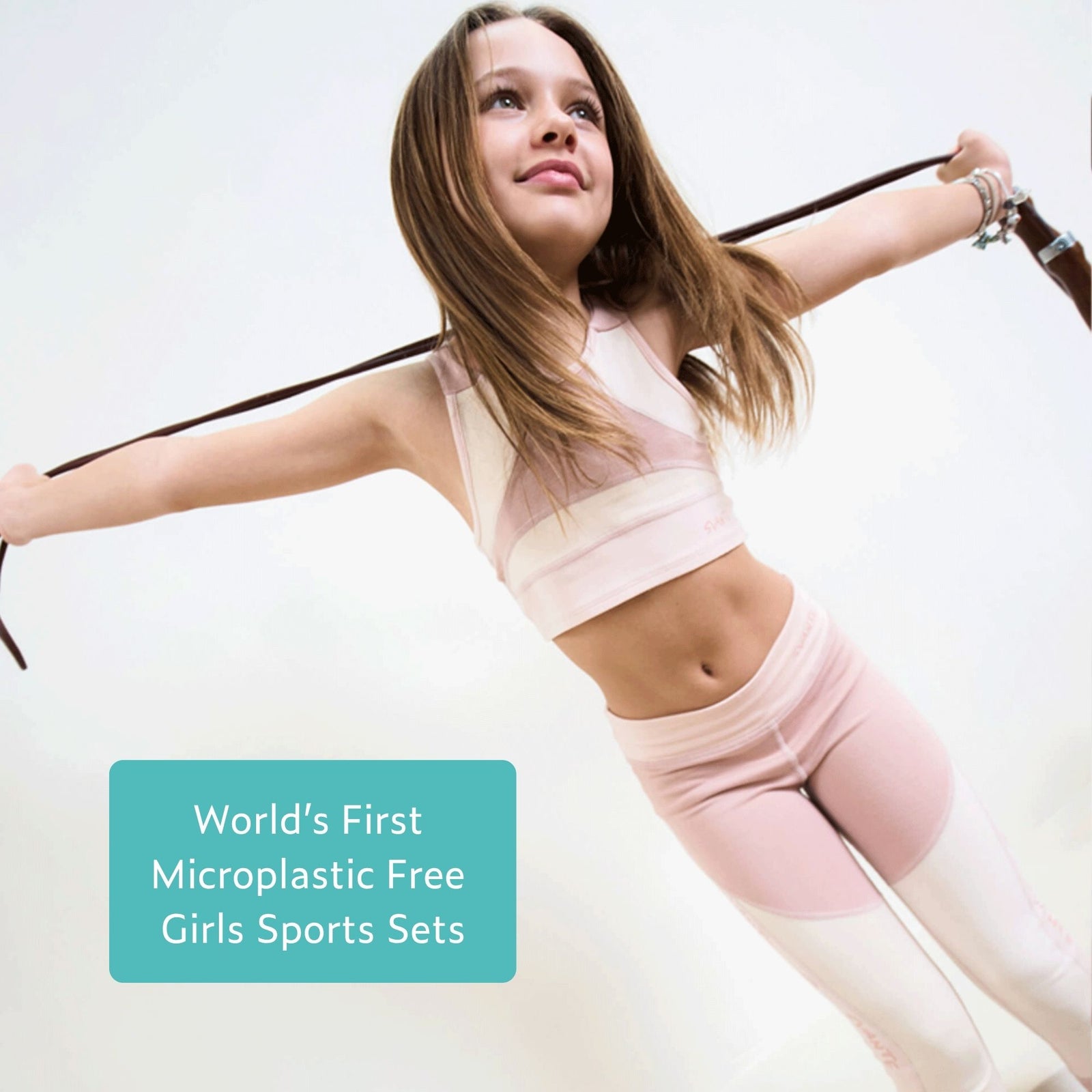 Girls Plant-Based Pink Sports Crop Top & Leggings Set — shop and try on with AI characters