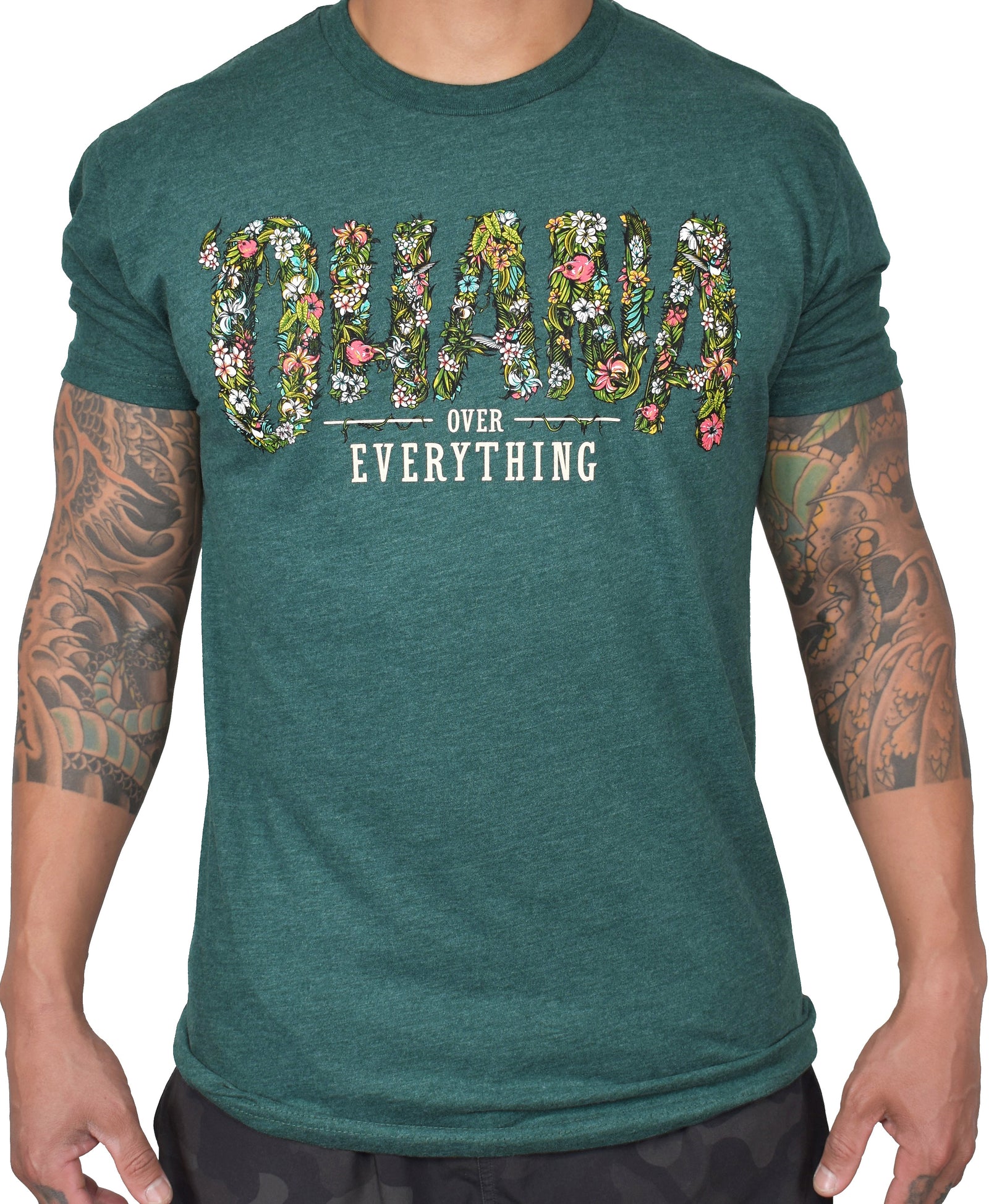 Men's 'Ohana Over Everything' Tee - Moss — shop and try on with AI characters