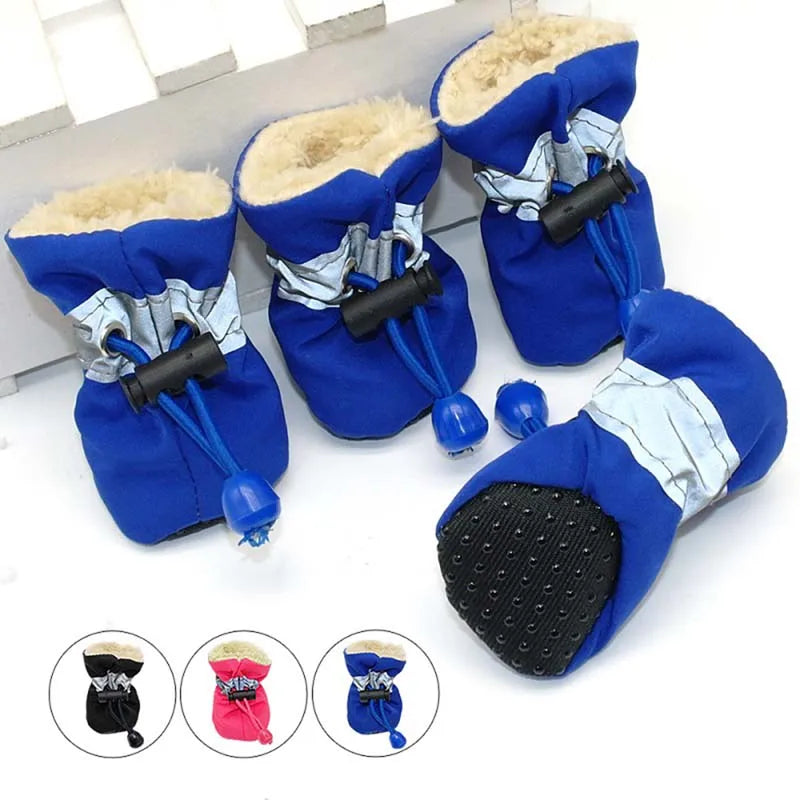 4pcs Antiskid Puppy Shoes Pet Protection Soft-soled Pet Shoes Winter Waterproof Prewalkers Soft Supplies Pet Paw Care Supplies — shop and try on with AI characters