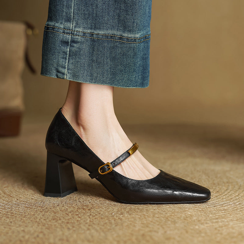 Marleon Leather Strap Pumps — shop and try on with AI characters