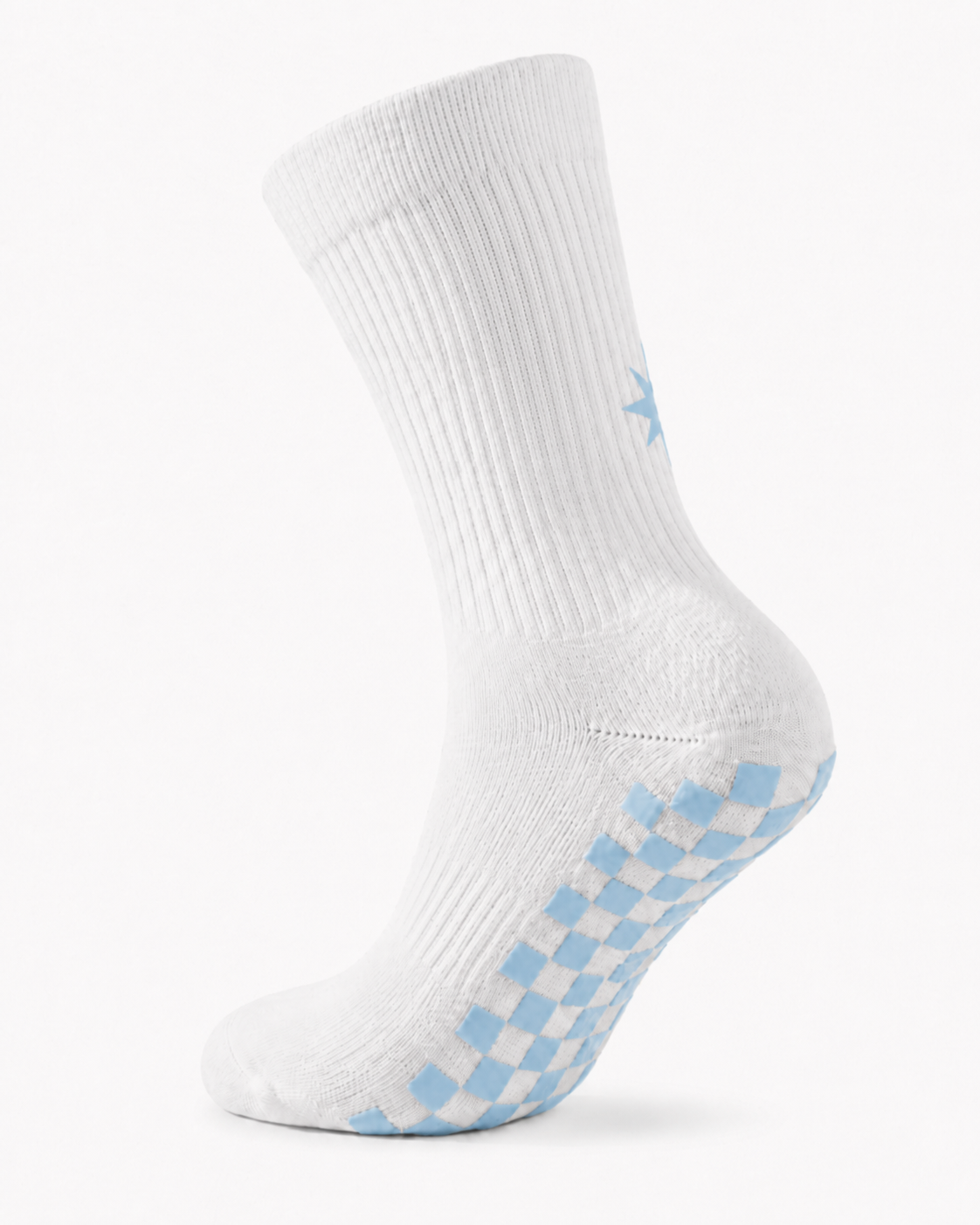 Eco Bamboo Pilates Grip Socks - Baby Blue Star — shop and try on with AI characters
