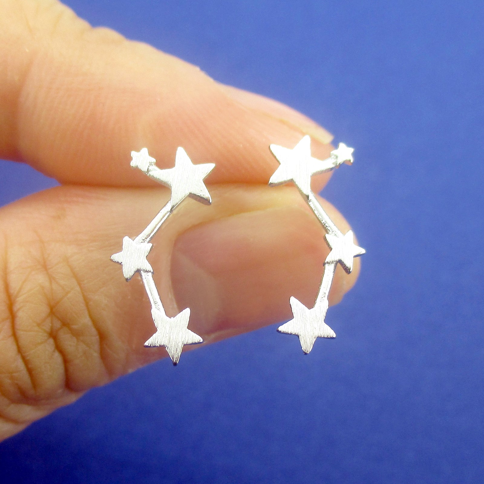 Dainty Little Constellation Star Signs Stud Earrings in Silver or Gold — shop and try on with AI characters