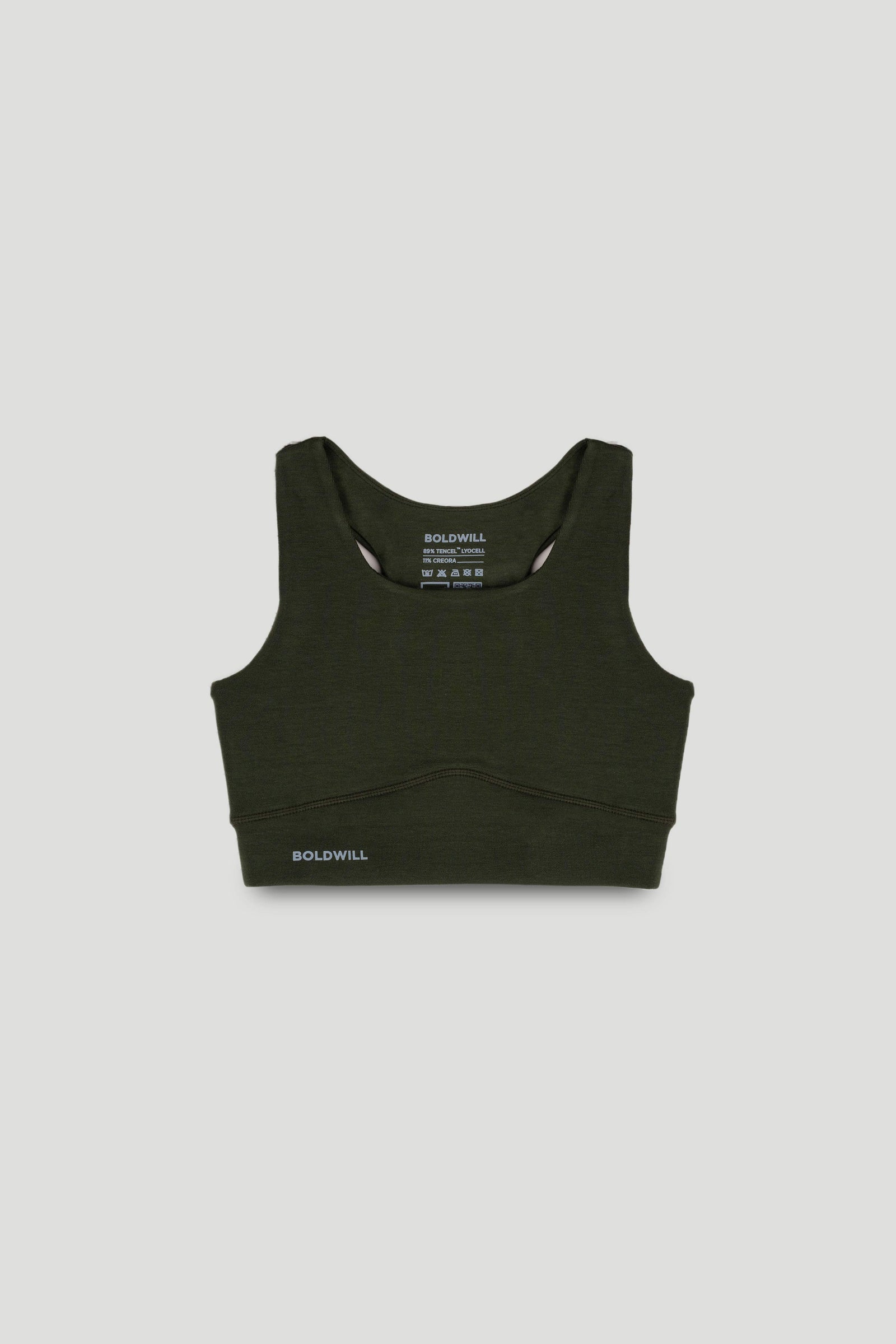[PF96.Wood] Sports Bra - Pine Green — shop and try on with AI characters