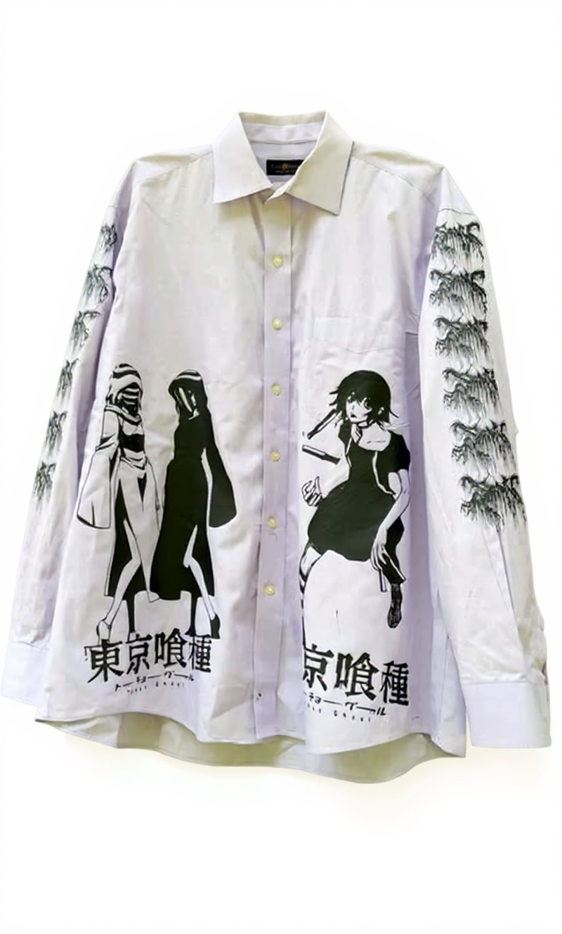 White button-up shirt — shop and try on with AI characters