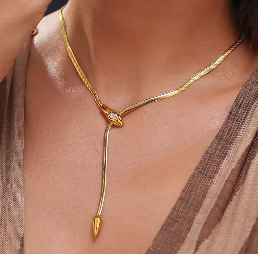 Snake Dangle Necklace — shop and try on with AI characters