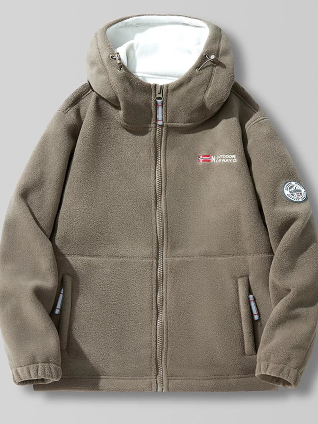 Men's Plus Size Outdoor Fleece Hooded Jacket — shop and try on with AI characters