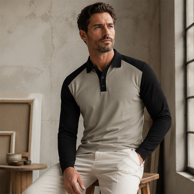 🍁New Fall Collection-Men's Casual Color-Block Long Sleeve Shirt — shop and try on with AI characters