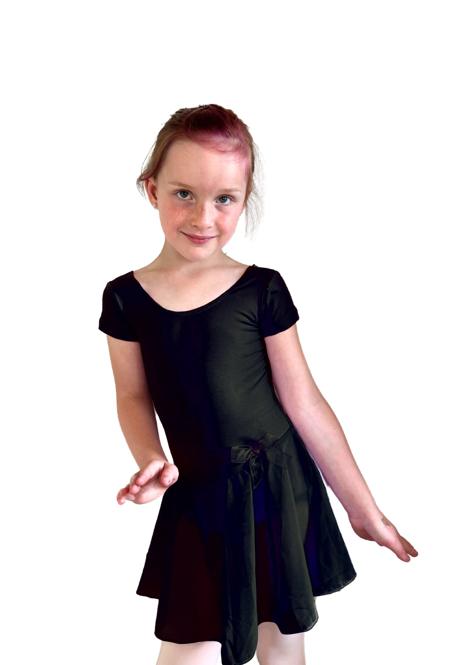 Short Sleeve Leotard With Attached Skirt RAD style Black — shop and try on with AI characters