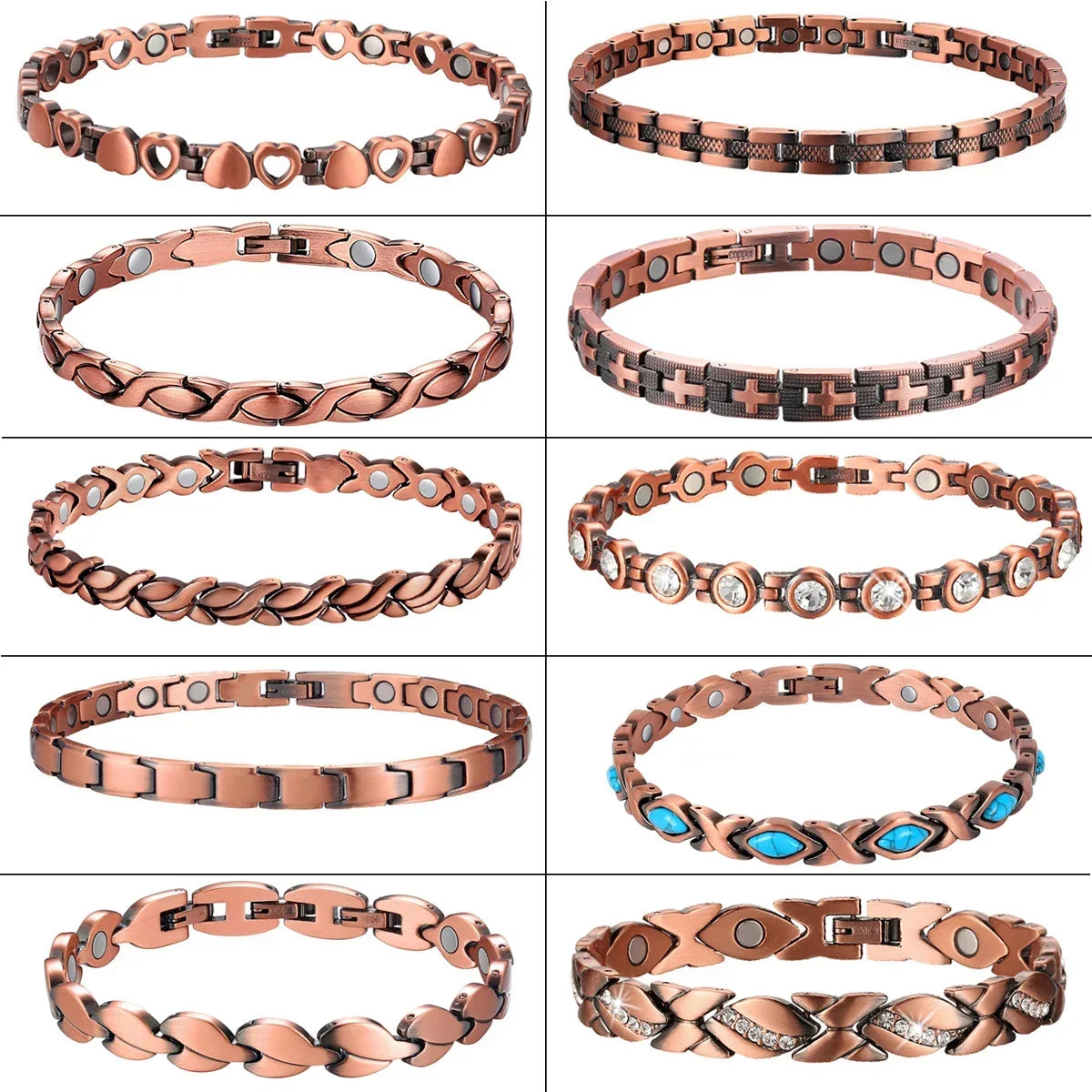 Women Magnetic Therapy Anklets 99.9% Pure Solid Copper 3500 Gauss Magnets Ankle Pain Relief for Arthritis Adjustable Size — shop and try on with AI characters