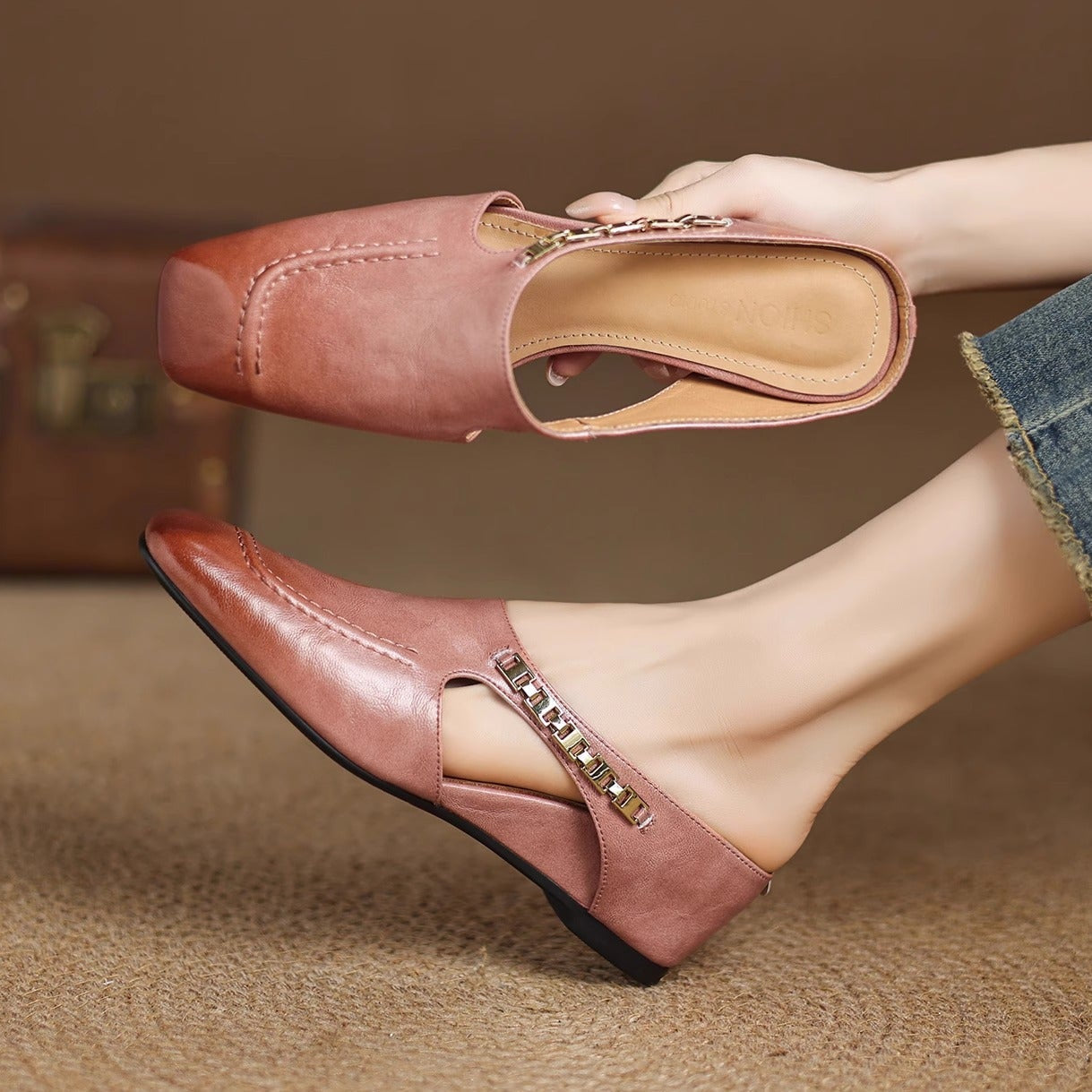 Avella Leather Mules — shop and try on with AI characters