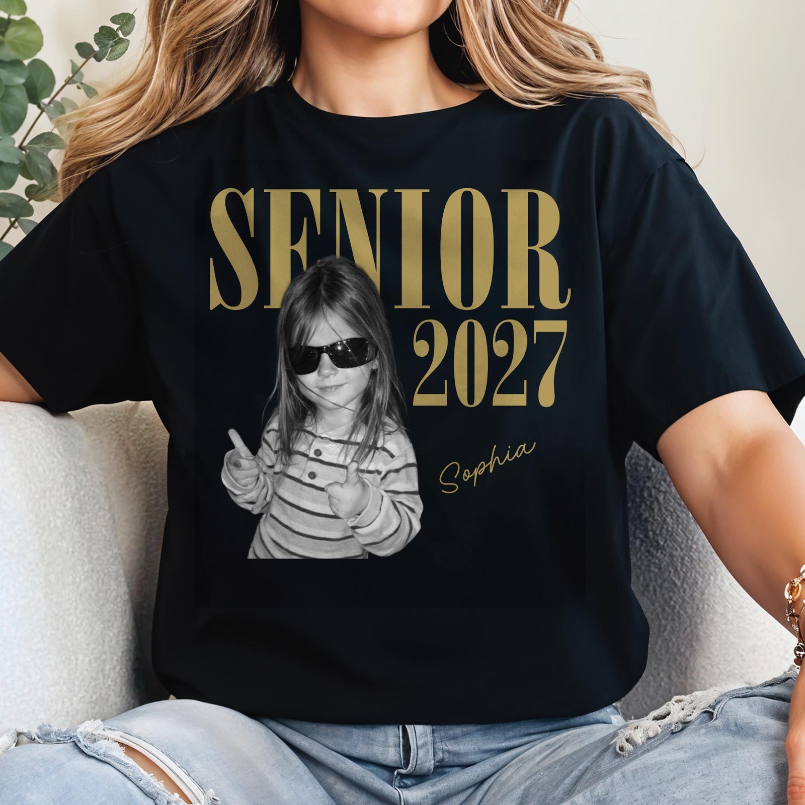 Senior Personalized Photo Upload With Custom Name - Personalized Custom Unisex T-shirt, Hoodie - FAM1110_BBAS — shop and try on with AI characters
