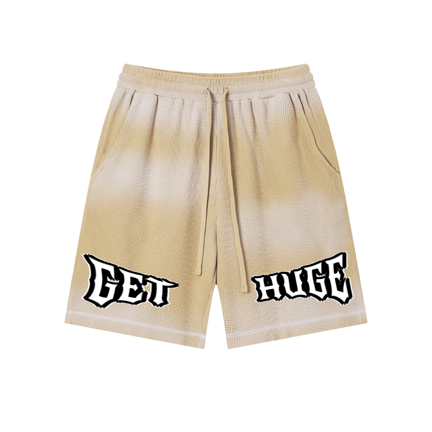 "GET HUGE" Sunfade Waffle Shorts — shop and try on with AI characters
