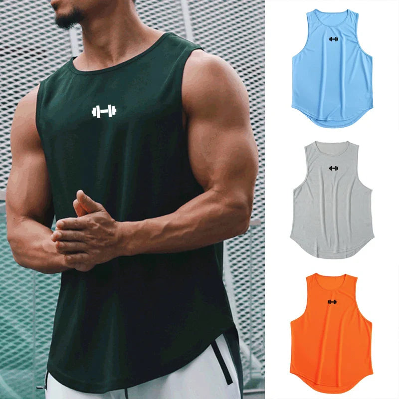 Summer Men's Gym Tank Top Fitness Training Clothing Quick-drying Loose Bodybuilding Sleeveless Shirt Men Fashion Basketball Vest — shop and try on with AI characters