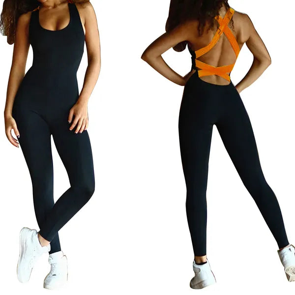 Women's Sleeveless Yoga Jumpsuit — Strappy Back, Stretch Fabric, Lounge & Workout | XXL, 4 Colors — shop and try on with AI characters