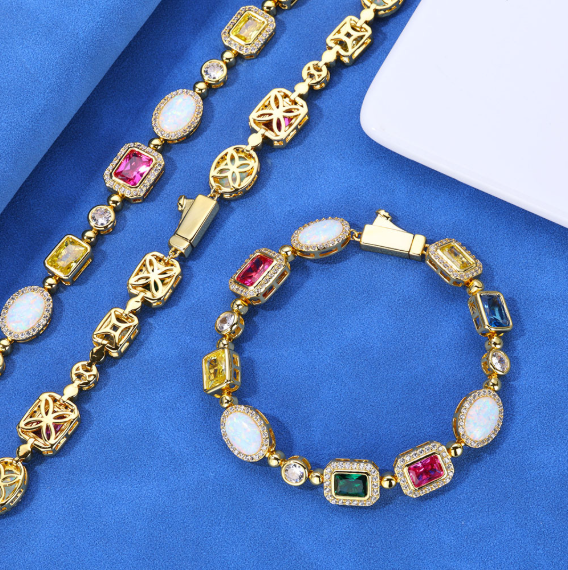 Gold-Plated Hip-Hop Gemstone Necklace — shop and try on with AI characters