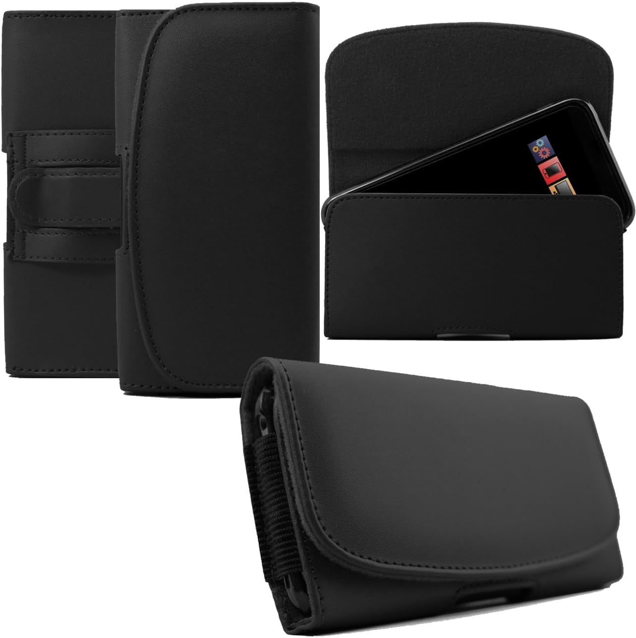 IWIO® PU Leather Belt Phone Holster Holder Belt Clip Case Pouch - BLACK — shop and try on with AI characters