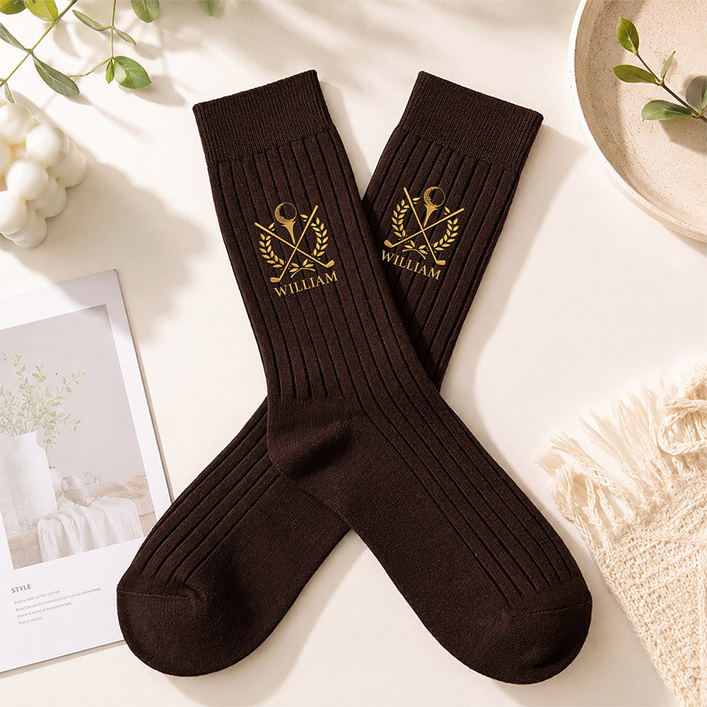 Personalized Name Golf Embroidered Socks Gift for Dad, Husband, Grandpa LM32 669773 — shop and try on with AI characters