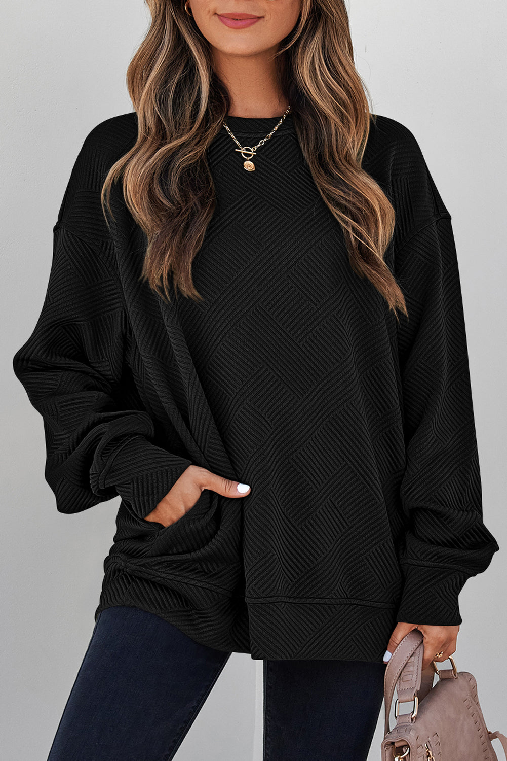 Zoe Eden Textured Sweatshirt — shop and try on with AI characters