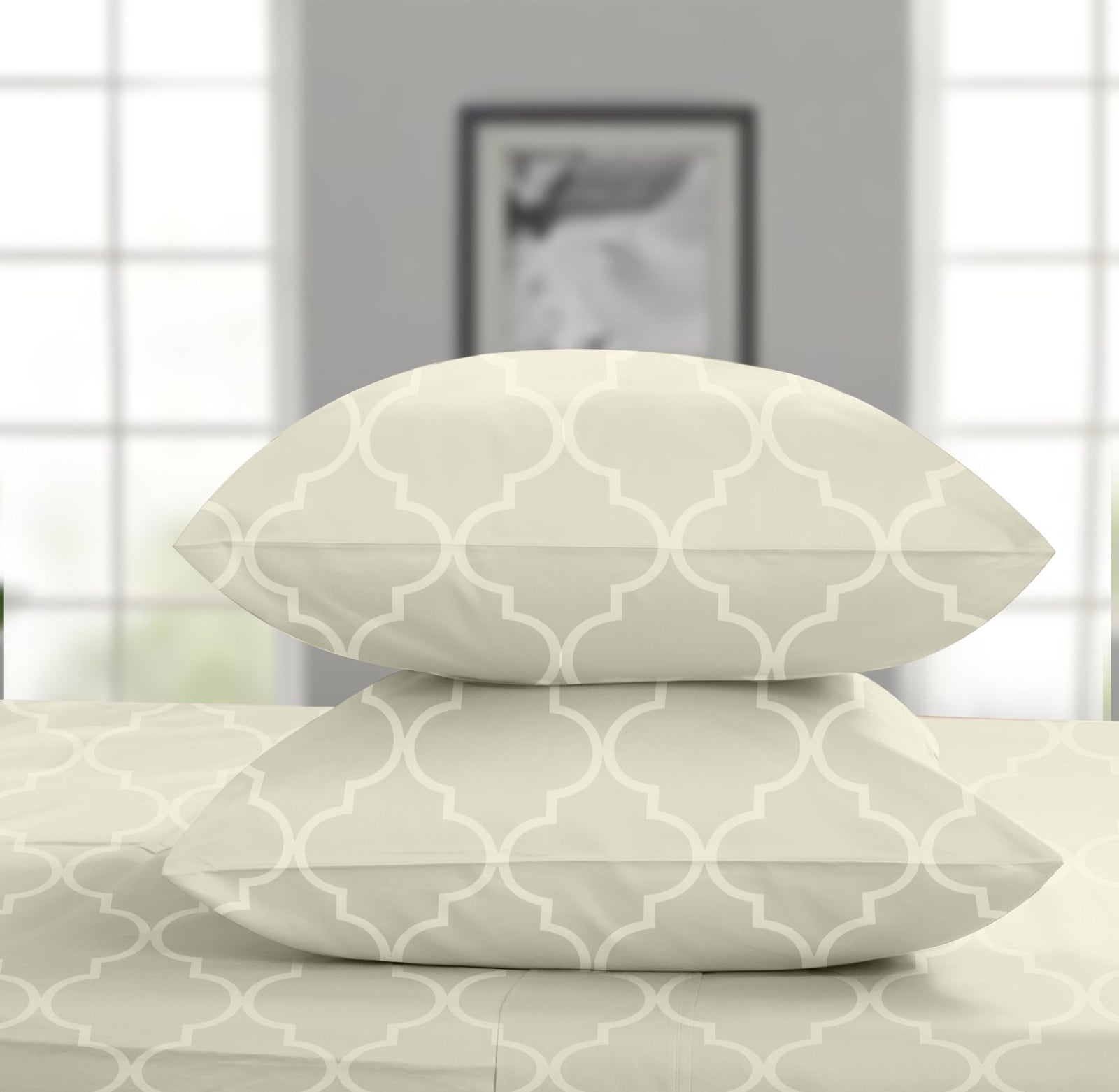 Threadmill Pillow Cases Standard Size Set of 2 | 100% Pure Cotton Jacquard Sateen Weave | Ultra Soft & Comfortable Bed Pillow Covers | Hotel Quality Pillow Protectors | Ivory Pillow Cases — shop and try on with AI characters