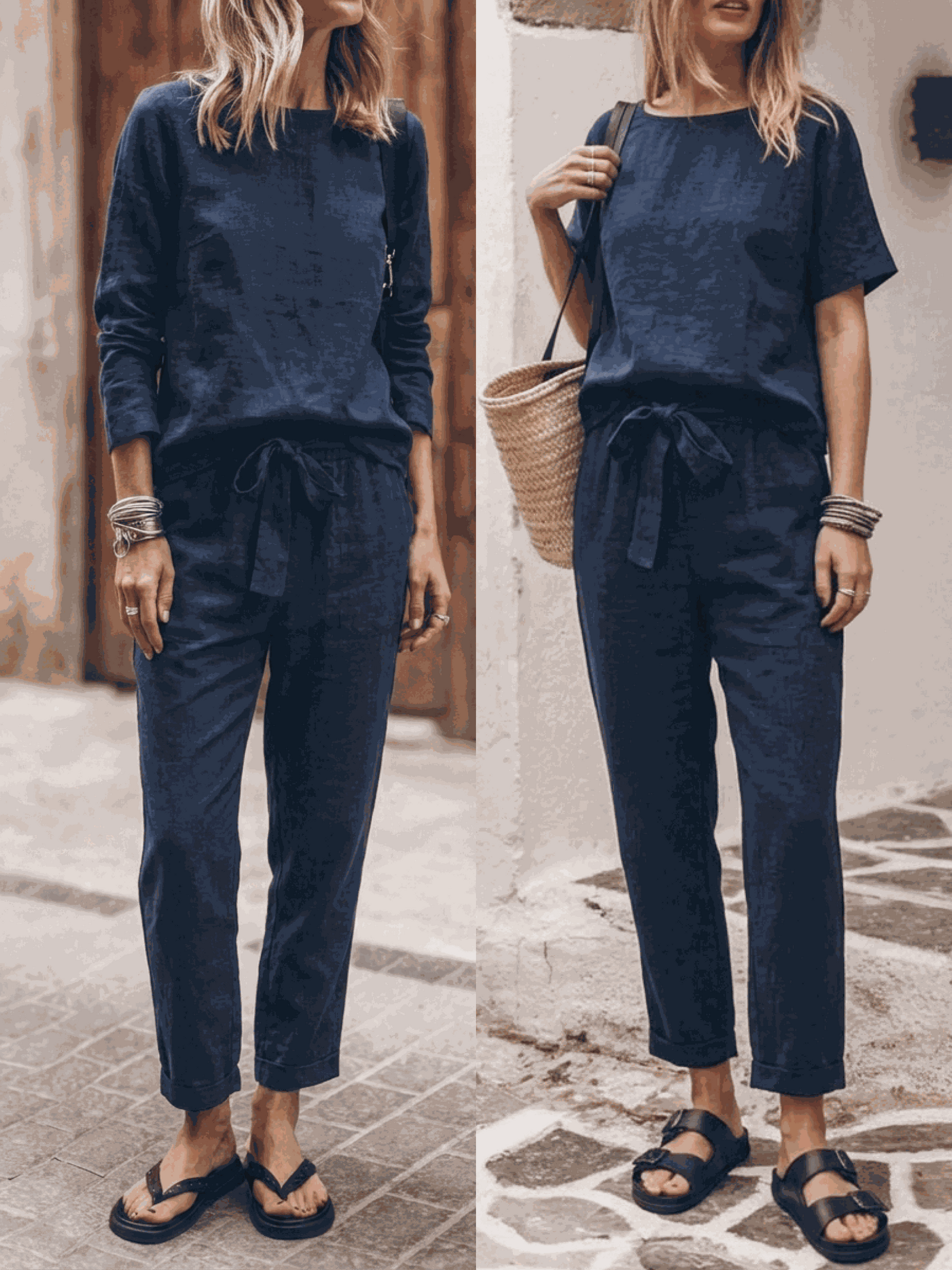The Everywhere Cotton-Linen Set | Three-Piece Capsule — shop and try on with AI characters