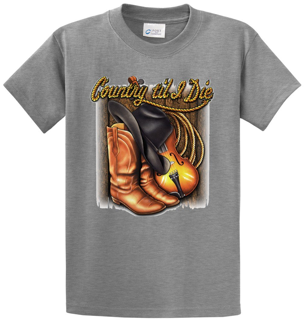 Country Til I Die Boots Printed Tee Shirt — shop and try on with AI characters
