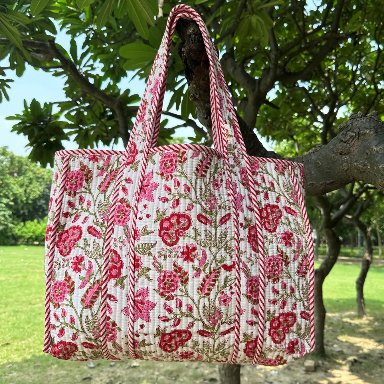Personalised Tote Bag | Cotton Quilted Weekender Bag Strap, Bridesmaid Proposal Shoulder Bag, Bridesmaid Gift For Her, Travel Accessories — shop and try on with AI characters