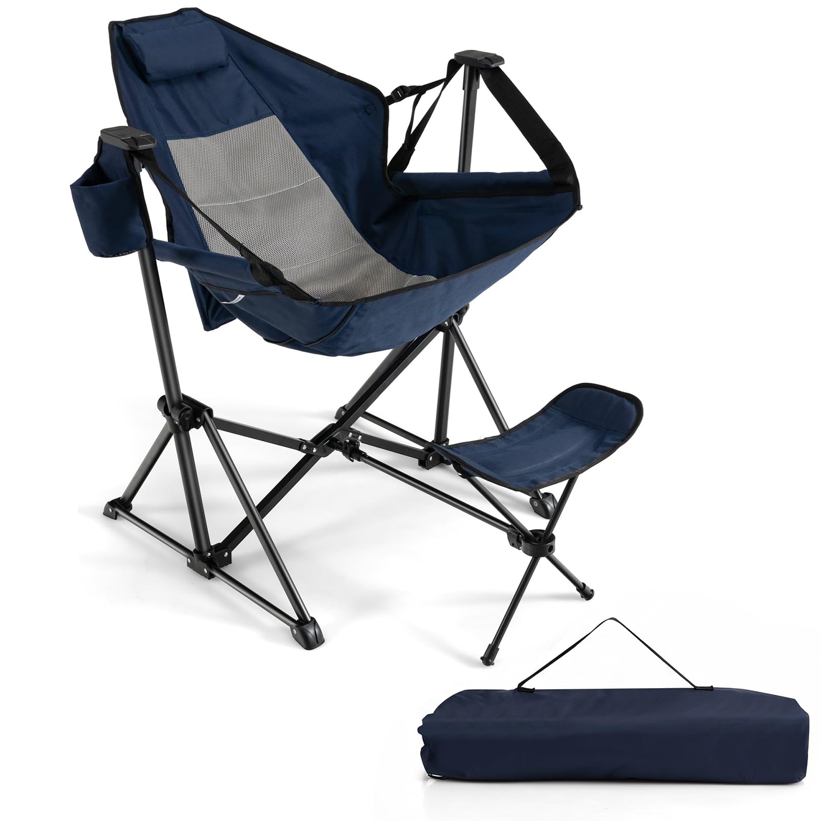 Goplus Portable Folding Camping Reclining Chair with Footrest and Adjustable Backrest — shop and try on with AI characters
