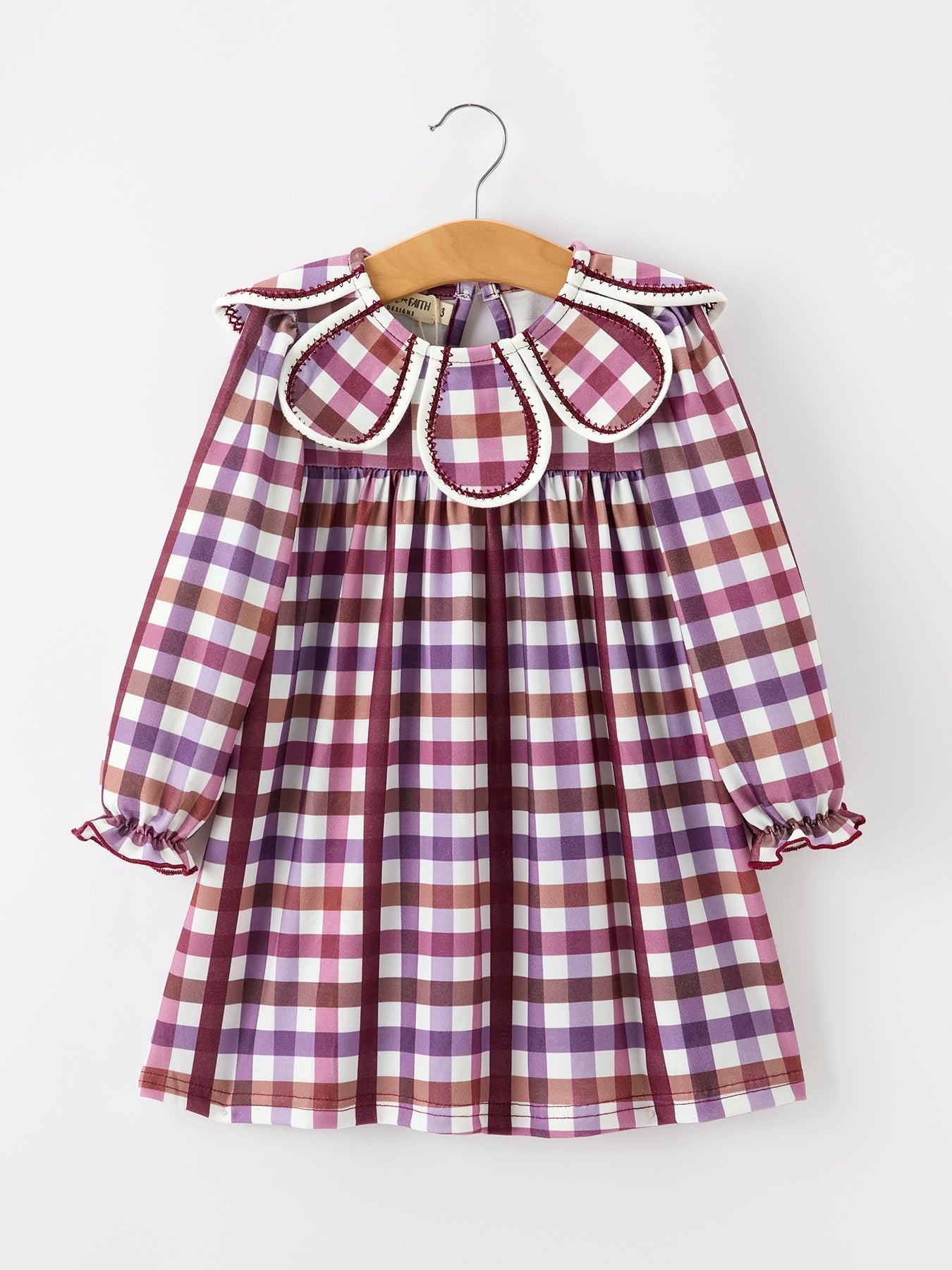 Fall Plaid Petals Collar Girls Dress — shop and try on with AI characters