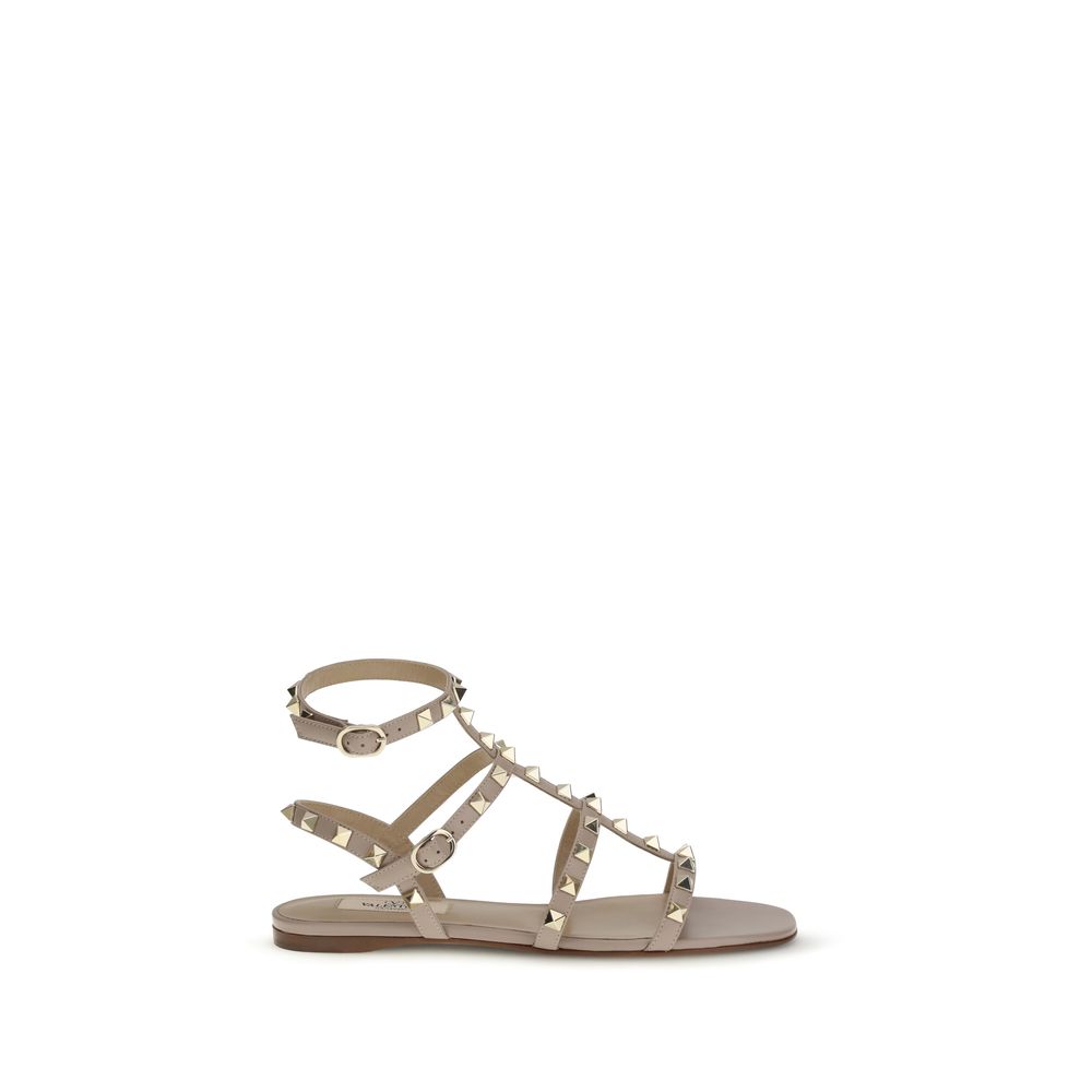 Valentino Garavani Beige Calf Leather Bos Taurus Flat Sandals — shop and try on with AI characters