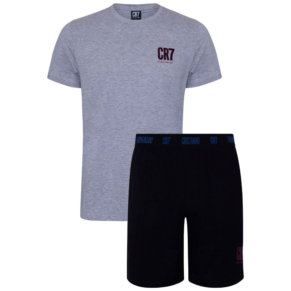 CR7 Pijama Homem de Manga Curta com Calção (Cinza Claro e Preto) - 100% Algodão — shop and try on with AI characters