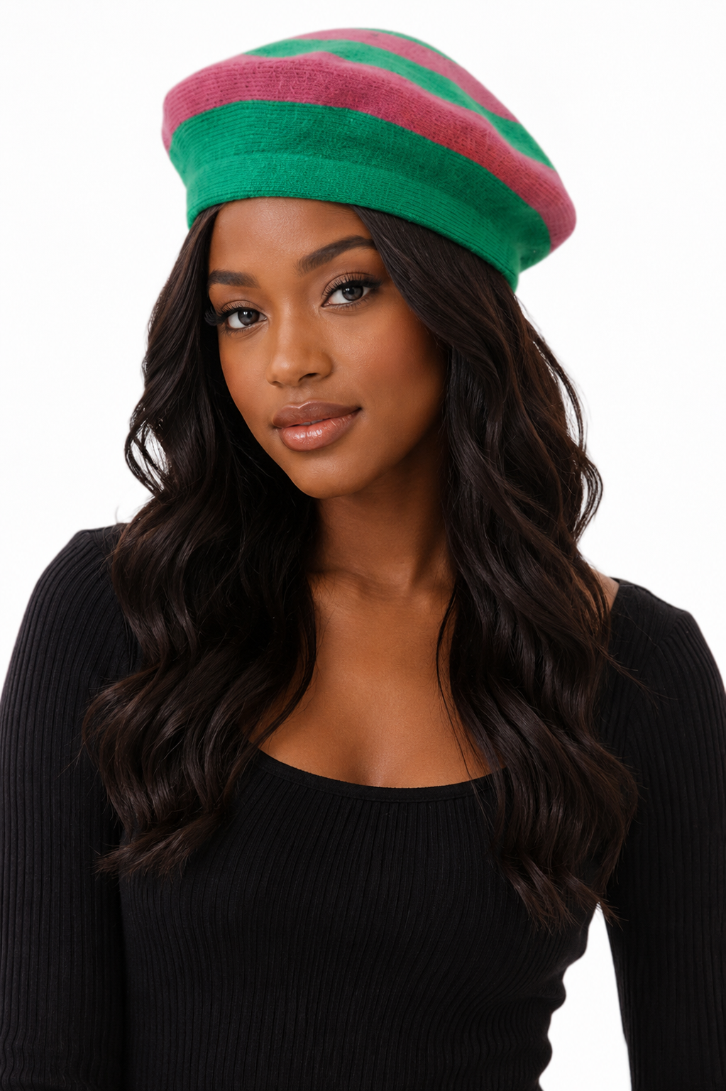 Pink & Green Beret — shop and try on with AI characters