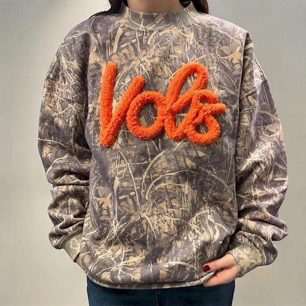 Custom Chenille College Team Camo Sweatshirt | Game Day Wear — shop and try on with AI characters