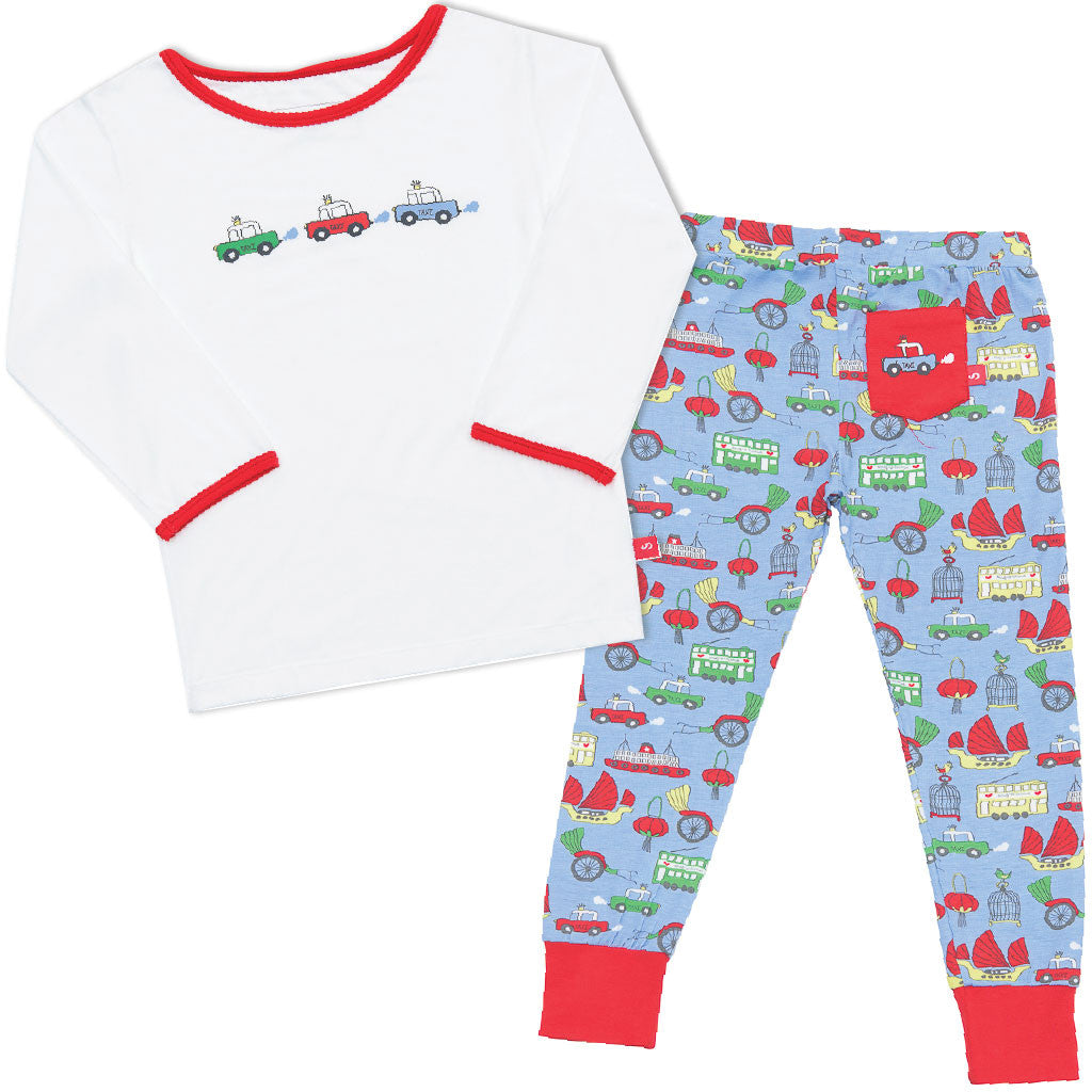 Bamboo long John Pyjamas - 3 little taxis — shop and try on with AI characters