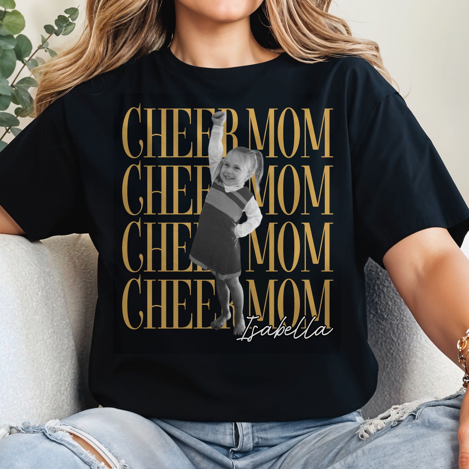 Cheer Mom Personalized Photo And Custom Name Design - Personalized Custom Unisex T-shirt, Hoodie - FAM1103_BBAS — shop and try on with AI characters